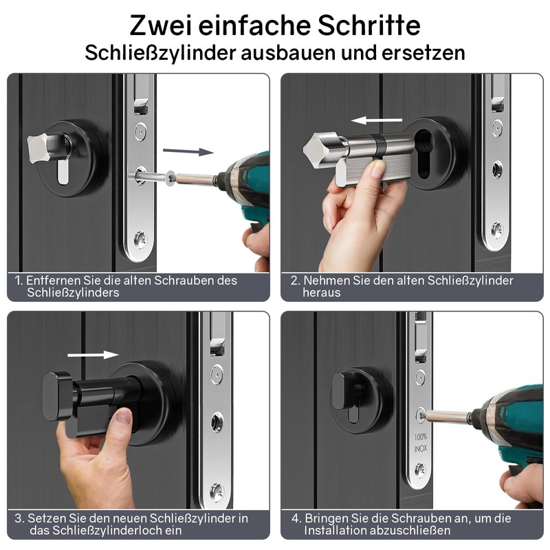 MANICAF Profile Cylinder 25/45, Locking Cylinder, Euro Cylinder Lock, Locking