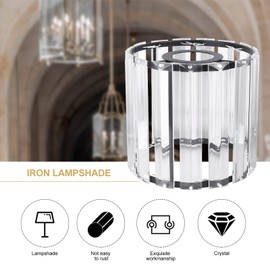 Veemoon Barrel Lamp Shades Crystal Chandelier Lampshade Pendant Ceiling Light Cover Hanging Light Accessories for Island Light Floor Table Lamp Black 12.50CM