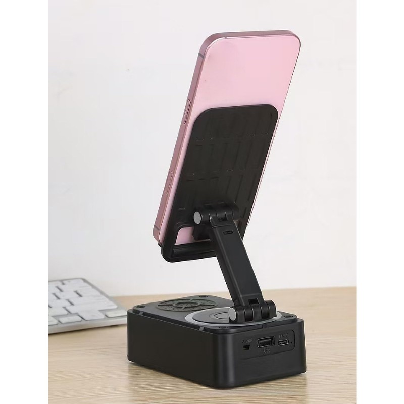 360 Degree Rotatable Cell Phone Stand with Speaker, Cordless Charging