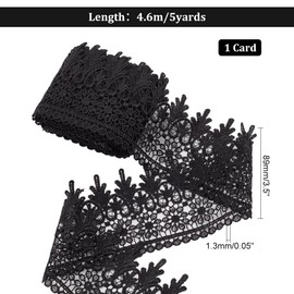 PandaHall 8.5 cm Wide Black Lace Ribbon Non-Elastic Embroidery Lace Trim, Curtain Tablecloth Protective Cover Bridal DIY Clothing/Accessories