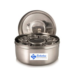 Sahishnu Online & Marketing Stainless Steel Masala Box/Spice Box/Masala Dabba/Spice Container