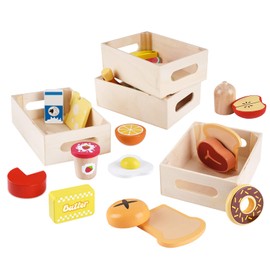 Food Groups - Wooden Play Food Sets, Pretend Play Kitchen Toys, Toy Food Accessories for Toddlers 1-3, Wood Play Fake Food for 1 2 3 Year Old Boys Girls Birthday Gift