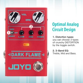 JOYO Modern Metal High Gain Distortion Guitar Effect Pedal with Different Tone Styles for Electric Guitar - True Bypass (Dark Flame R-17)