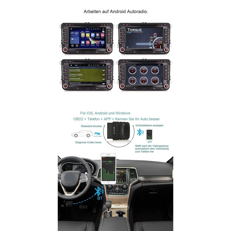 Erisin Mini OBD2 Diagnosegerät OBD2 Bluetooth Adapter Diagnosegerät Auto Tool
