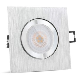 SSC-LUXon QW-2 LED recessed spotlight flat IP44 in brushed aluminium with fourSTEP bulb 'dimming without dimmer' 4 W warm white