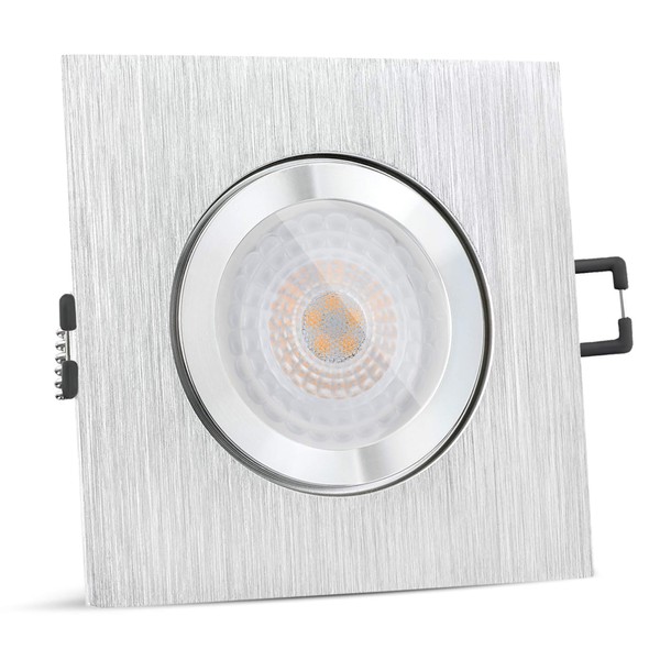 SSC-LUXon QW-2 LED recessed spotlight flat IP44 in brushed aluminium
