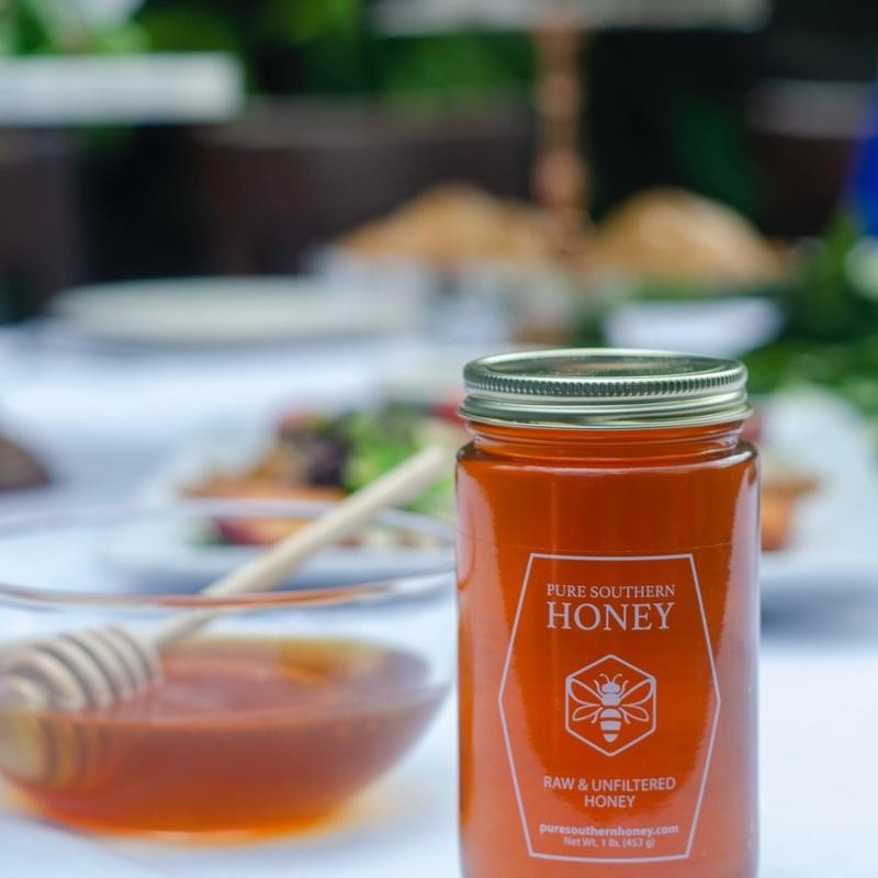 Pure Southern Honey 1 lb Glass Jar - Raw Unfiltered,
