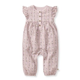 Burt's Bees Baby Baby Girls Romper - 100% Organic Cotton, One-Piece Shortall Girl Outfit for Sizes Newborn to 24 Months