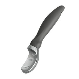 Restaurantware Comfy Grip 7.9 x 2 Inch Kitchen Ice Cream Scoop 1 Heavy-Duty Ice Cream Disher - Ergonomic PP Handle Dishwashable Gray Metal Ice Cream Spade With Lid Opener Notch Multi-Use
