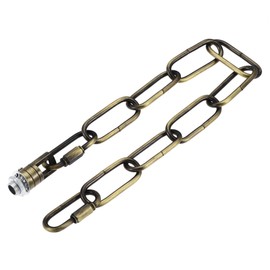 sourcing map Pendant Light Fixture Chain, 0.16 Inch Thick 12 Inch Long Chandelier Hanging Links with Chain Connectors Hook Rings, Bronze 1 Set