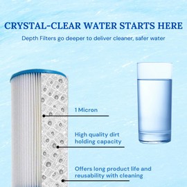 Baleen Filters 20" x 4.5" 1 Micron Pleated Sediment Filter Cartridge Replaces Hydronix SPC-45-2001, Watts FM-BB-20-1, Pentek S1-20BB (2 PACK)