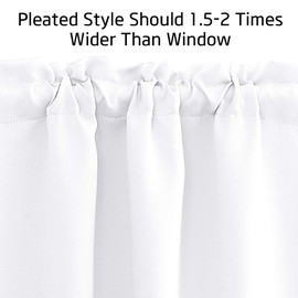 NICETOWN Bathroom Window Curtains - Rod Pocket Blackout Curtains Small Window Short Drapes for Kitchen Living Room Kids Nursery Room RV, W29 x L30 inch per Panel, Pure White, 2 Panels