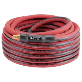 DYNAMIC POWER Premium Heavy-Duty Rubber Air Hose – 3/8" x 50 ft, Red, Flexible, High-Pressure, All-Weather Performance, 300 PSI