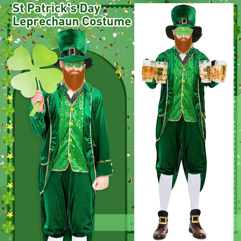Capoda 12 Pcs St Patrick's Day Leprechaun Costume Men's Leprechaun