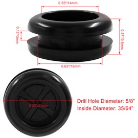 Litoexpe 40pcs Rubber Grommet, 5/8" Drill Hole, 35/64" ID, Double-Sided Rubber Plug Hole, Automotive Firewall Grommet for Wire Cable Protection (Black)