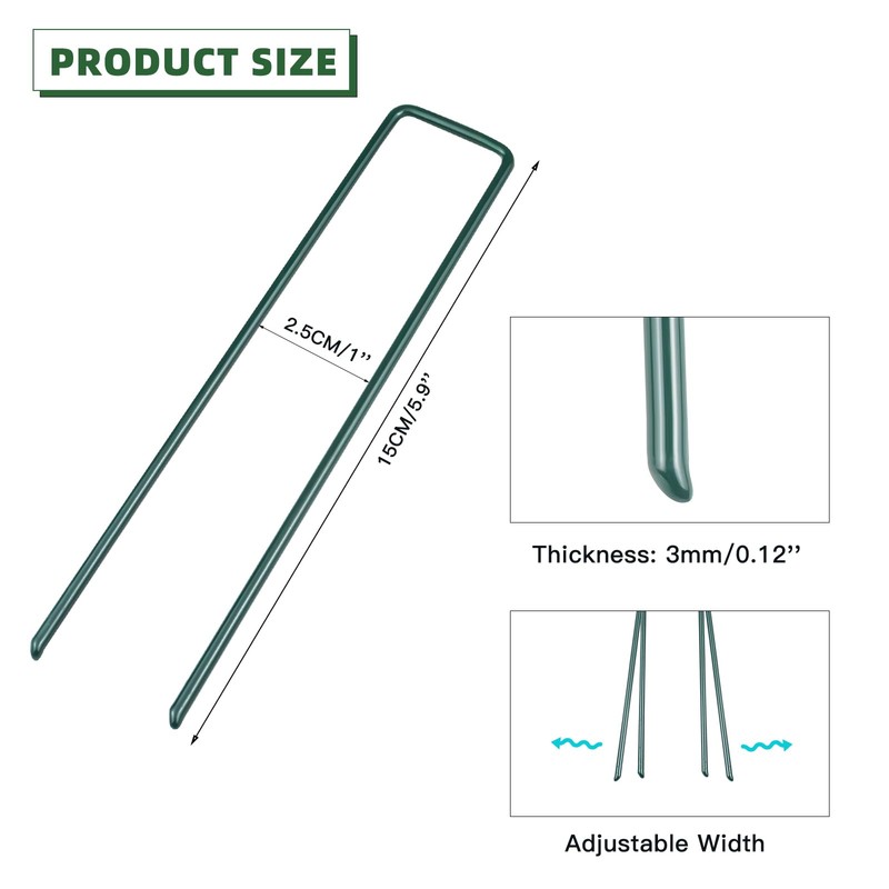 10 Pack Galvanized Landscape Staples, 6 Inch U-Shaped Garden Stakes,