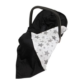 Viculii Double Sided Baby Wrap for car seat | black and white mix stars baby wrap swaddle cover cosytoes blanket for car seat 100x100cm | boy or girl