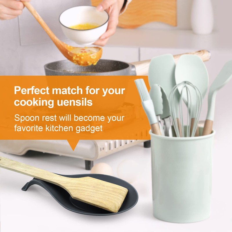 Spoon Rest for Stove Top, 3 Pack Small Silicone Spoon