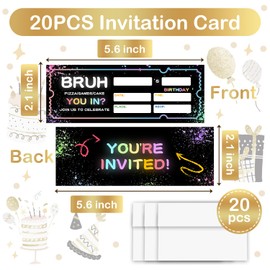 Games Retro Brun Birthday Party Invitation Set, 20 Double Sided Game Ticket Cards with Envelopes, Games Retro Arcade Brun Invitations for Boys and Girls, Gamer Birthday Parties Decorations Supplies