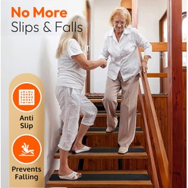 Stair Treads Non Slip for Wooden Steps Indoor and Outdoor - Grip Tape for Stairs Concrete Steps (Works on All Surfaces & Weather), Waterproof Anti Slip Tape, Strong Non Skid Tapes 6” X 24” (5-Pack)