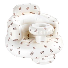 Hvygss Inflatable Baby Seat with Tray, Comfortable Sit Me Up Floor Seat for Baby Learning to Sit, Portable Built in Air Pump Blow Up Baby Chair，Sitting Support Infant Chair for 3 Months Up (Bear Cub)