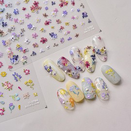 Flower Nail Art Stickers Decals Spring Flower Nail Stickers 5D Embossed Retro Floral Design Nail Decals Flowers Nails Adhesive Sliders Nail Art Supplies for Women Summer Manicure Nail Art Decorations