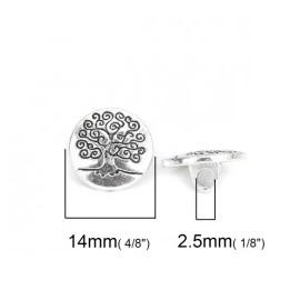 Unbranded Zinc Based Alloy Round Antique Silver Tree of Life Carved 14mm Dia (10 item)