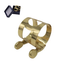 Soundspire Alto Sax Ligature Gold-Plated Brass Mouthpiece Lock with Dual Adjustable Screws, Compatible Saxophone Fastener (1-Pack)