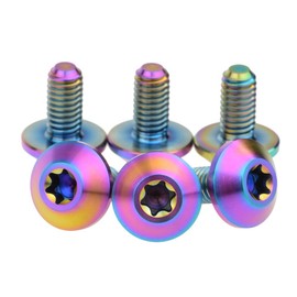 Dingtai Low Head Plum Head Titanium M6x12mm Brake Handlebar Bolts Pitch 1.0mm 6pcs (Rainbow Color)