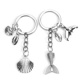 MUCOOS Friends Keychains in 2 Pack, Cute Keychains, Ocean Mermaid Keychains, Gifts for Girlfriends, Bestie Gifts, Gifts for Special Friends of Women, silver