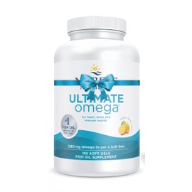 Lemon Flavor, Ultimate O-mega 1250 mg Heart & Brain Friendly, Non-GMO, Gluten Free(1 Pack-180)