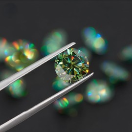 Green Moissanite Loose Stones Lab Diamond for Custom Jewelry Making Ring Earrings Pendant Bracelets Excellent Round Cut Gemstone VVS1 1.0ct-3.0 with Certificate (Natural Green, 1.0CT-6.5mm)