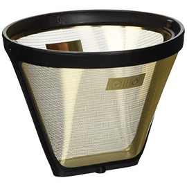 cilio Gold Kaffeefilter Größe 2 | Höhe: 8 cm, Ø: 10,5 cm | 24 Karat vergoldet | für Kaffeemaschinen geeignet | wiederverwendbare Kaffeefilter | Permanentfilter | Dauerkaffeefilter Größe 2