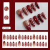 LPOODDNU 3D Heart Press on Nails Glossy Red Fake Nails,