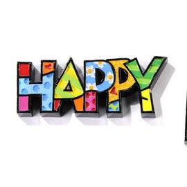 Romero Britto Mini "HAPPY" Word Art
