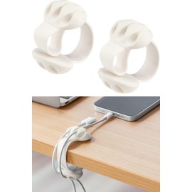 Sanwa Direct 200-CA054 Cable Holder, Cord Organization, Storage, No Double-Sided Tape Required, Sandwiched Type, Pack of 2, White