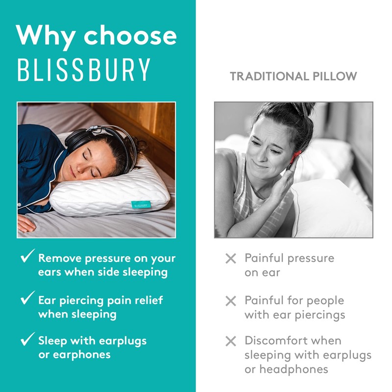 BLISSBURY Ear Pillow with Hole | Ear Piercing Pillow |