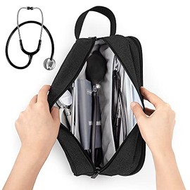 Trunab Trunab Stethoscope Carrying Case Compatible with 3M Littmann/MDF/ADC, Hold Two Stethoscopes or BP Cuffs, Medical Case with Extra Pocket for Nurse Accessories, Essentials for Nurses, Doctors, Black