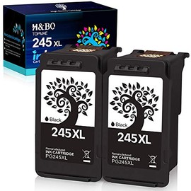 H&BO TOPMAE Remanufactured Ink Cartridge Replacement for Canon PG-245 PG-243 243XL 245XL Black for Canon PIXMA TS3320 TR4527 TS3520 MG2522 TR4520 MG2525 TS3322 MX490 Printer(2 Black)