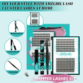 Lash Extension Kit Daybreak Lashes Clusters kit Lash Bond and Seal Eyelash Remover and Eyelash Applicator for Diy Eyelashes Extension Set at Home by AMZGlRL(Daybreak,D-Mix8-16mm kit)