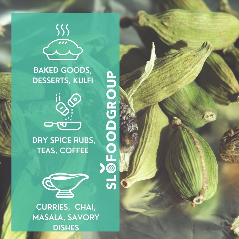 Slofoodgroup Green Cardamom Pods -Natural Cardamom Spice - 2 Oz.