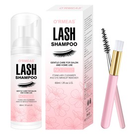 Lash Shampoo, 60ml + Foam + Wand + Brush, Lash Remover, Eyelash Remover for Extensions, Eyelash Shampoo Foam Bath, Deep Makeup Remover, for Home or Salon Use