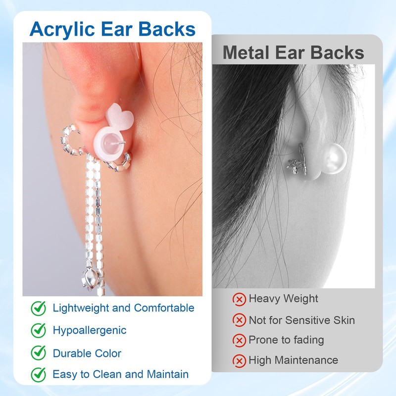 XLIUAX 50Pcs Clear Silicone Earring Backs for Droopy Ears, Earring