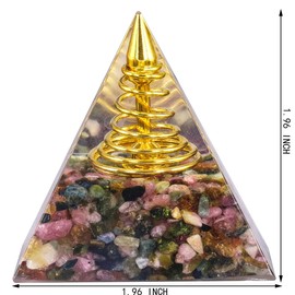 mookaitedecor Turmalin Heilkristall Quarz Pyramide, Positive Energiepyramide für EMF Schutz Meditation/Yoga/Heilung Chakra/Wohnkultur 57mm