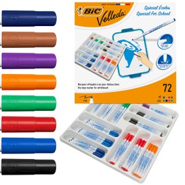 BIC Velleda 1721 Whiteboard Pens - Assorted Colours, Classpack of 72