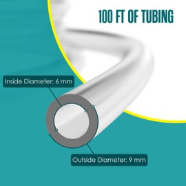 Houseables 1/4 Tubing, Clear Tubing, Clear Hose, 1/4” ID x 3/8” OD, 100FT, Plastic Tube, Vinyl Hose, Flexible, PVC, Food Grade, Industrial Flex Pipe For Water, Brewing, Beverage Pump, Homebrew, Siphon