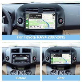 [2G+32G] Car Radio for Toyota RAV4 2007 2008 2009 2010 2011 2012, 10.1 inch Android Touch Screen Stereo, Carplay/Android Auto/Mirror Link/1080P/SWC/Bluetooth/WiFi +AHD Backup Camera+MIC