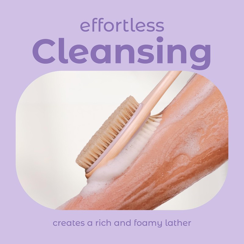 MainBasics Back Scrubber for Shower – Long Handle Dual-Sided Brush