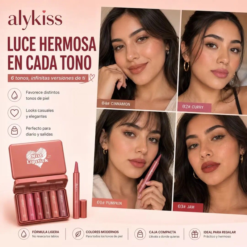 Set De 6 Labiales Labial Mate Labial A Prueba De