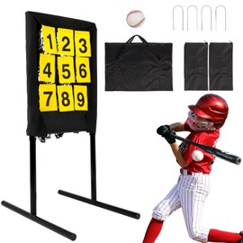 FAHKNS Heavy-Duty Pitching Net, 9 Hole Pitching Net with Strike Zone Removable Digital Targets,3 Height Adjustable Throwing Trainer for Baseball & Softball with Ball (Black)